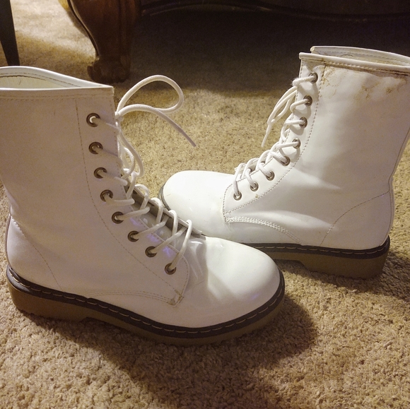 Forever Shoes - White Combat Boots